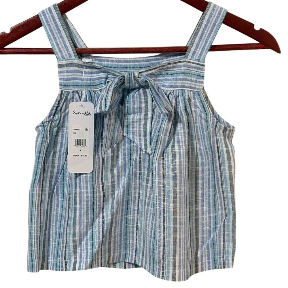 Splendid Blue/White Girls Splash Stripe Tank NWT